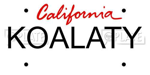 KOALATY California License Plate