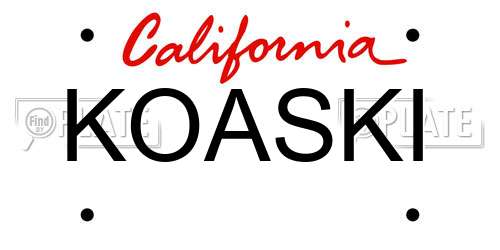 KOASKI California License Plate