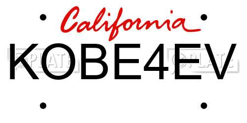 KOBE4EV California License Plate