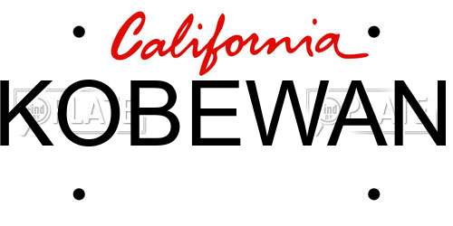 KOBEWAN California License Plate