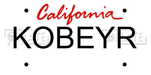 KOBEYR California License Plate