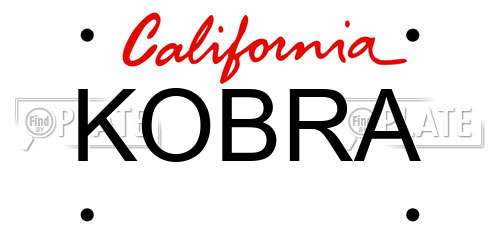 KOBRA California License Plate