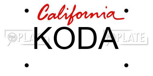 KODA California License Plate