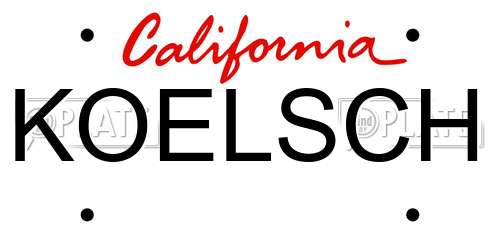 KOELSCH California License Plate