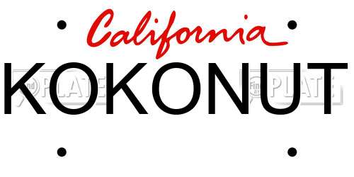 KOKONUT California License Plate