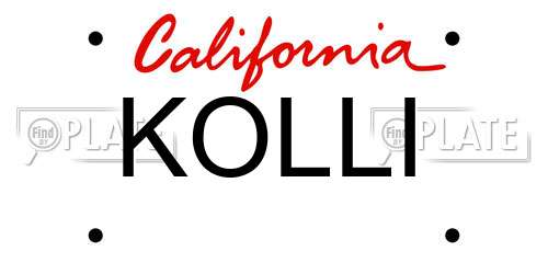 KOLLI California License Plate