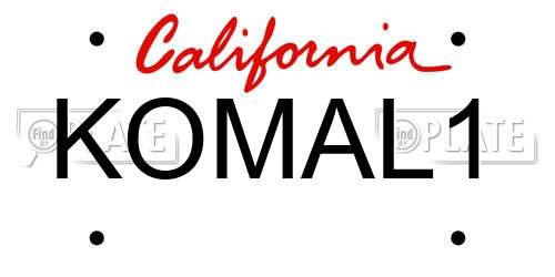 KOMAL1 California License Plate