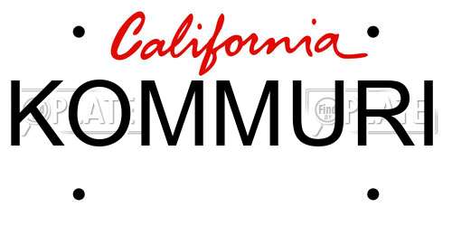 KOMMURI California License Plate