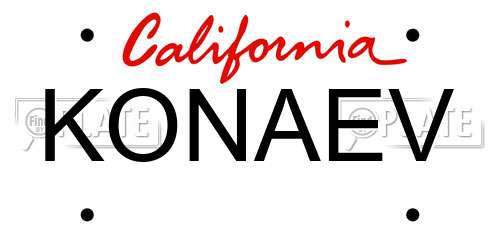 KONAEV California License Plate