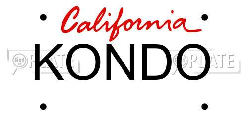 KONDO California License Plate