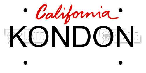KONDON California License Plate
