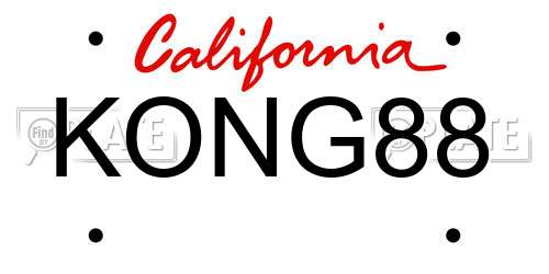 KONG88 California License Plate