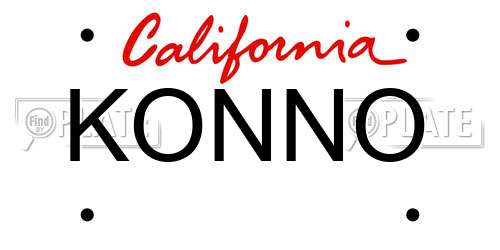 KONNO California License Plate