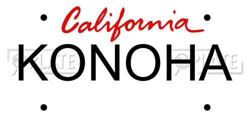 KONOHA California License Plate