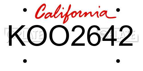 KOO2642 California License Plate