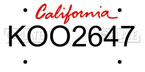 KOO2647 California License Plate