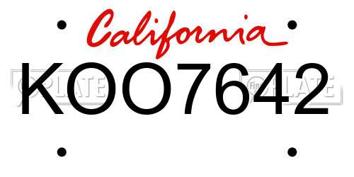 KOO7642 California License Plate