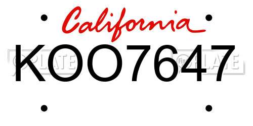 KOO7647 California License Plate