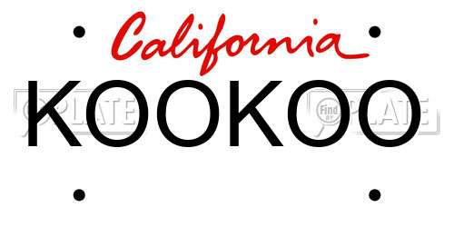 KOOKOO California License Plate