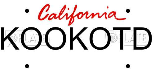 KOOKOTD California License Plate