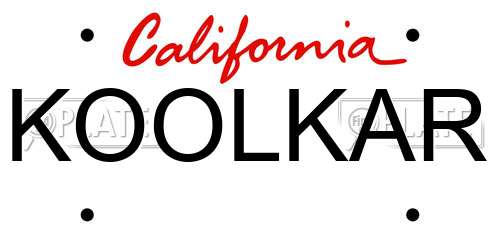 KOOLKAR California License Plate