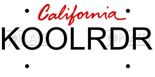 KOOLRDR California License Plate