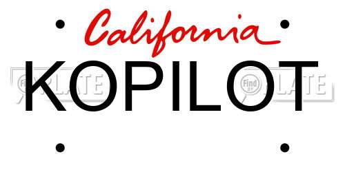 KOPILOT California License Plate