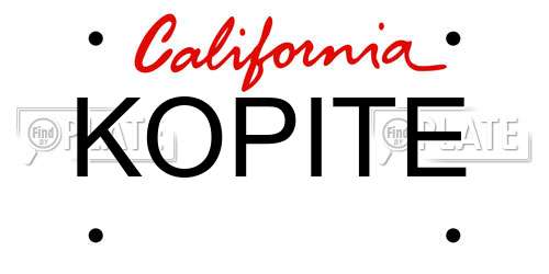 KOPITE California License Plate
