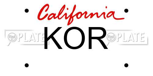 KOR California License Plate