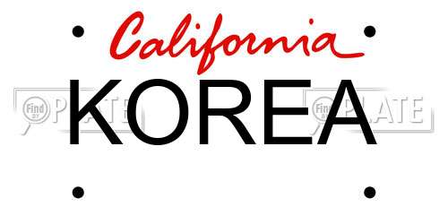 KOREA California License Plate