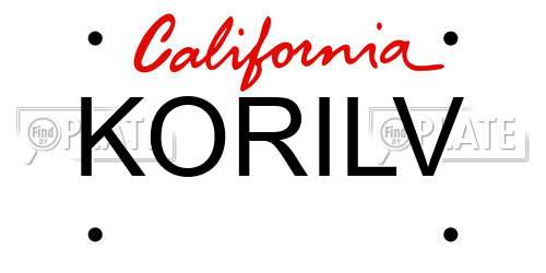 KORILV California License Plate