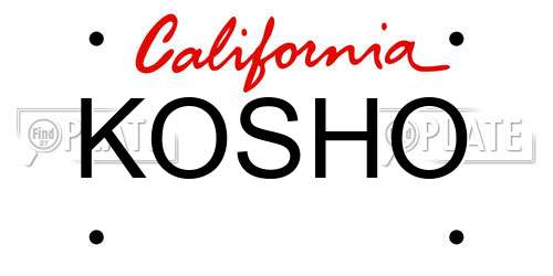 KOSHO California License Plate