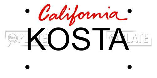 KOSTA California License Plate