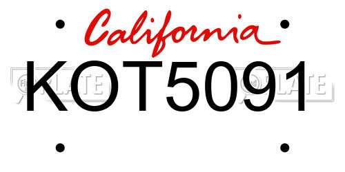 KOT5091 California License Plate