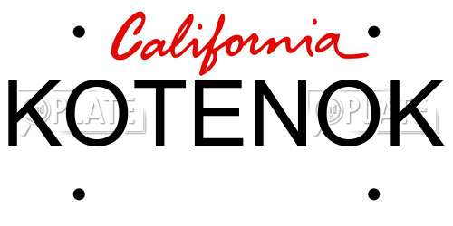 KOTENOK California License Plate
