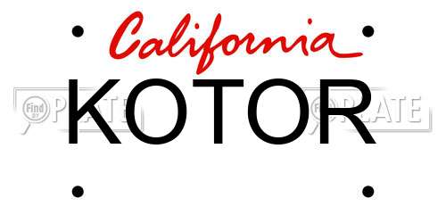 KOTOR California License Plate
