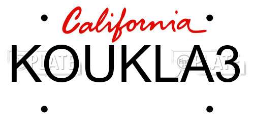 KOUKLA3 California License Plate