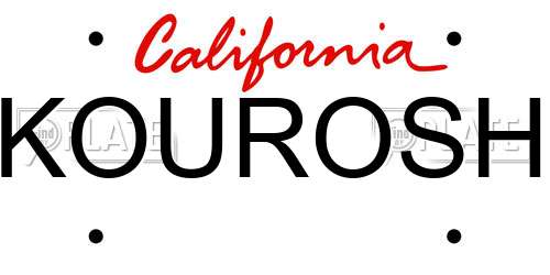KOUROSH California License Plate