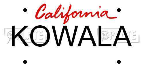 KOWALA California License Plate