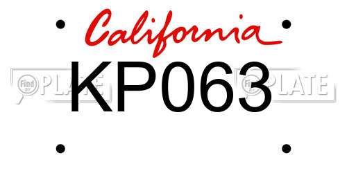 KP063 California License Plate