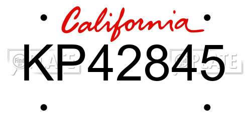 KP42845 California License Plate