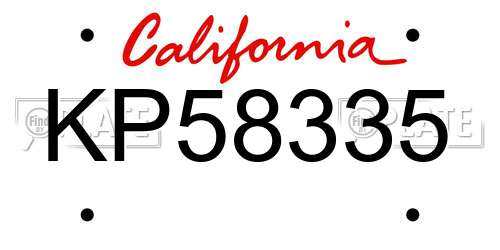 KP58335 California License Plate