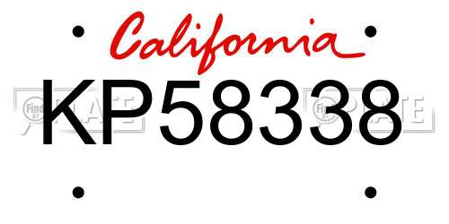 KP58338 California License Plate