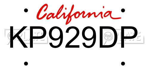 KP929DP California License Plate
