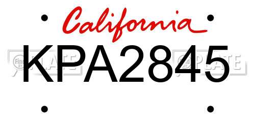 KPA2845 California License Plate