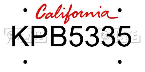 KPB5335 California License Plate