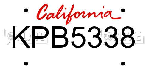 KPB5338 California License Plate