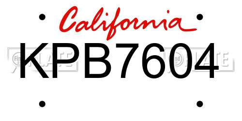 KPB7604 California License Plate