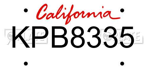 KPB8335 California License Plate