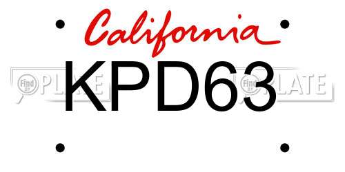 KPD63 California License Plate